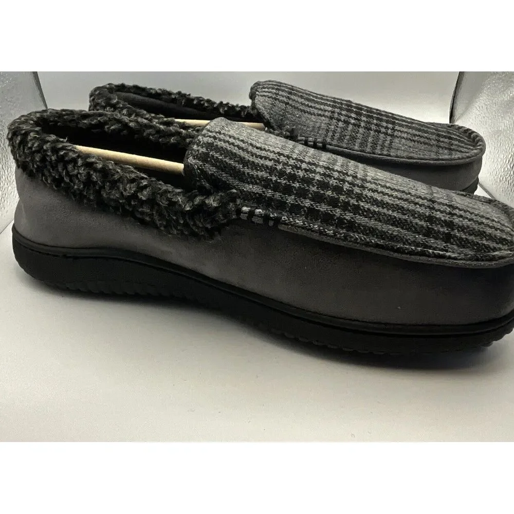 Dearfoams Alexander Microsuede Men's Moccasin Slippers New Sz‎ 11-12 Memory Foam